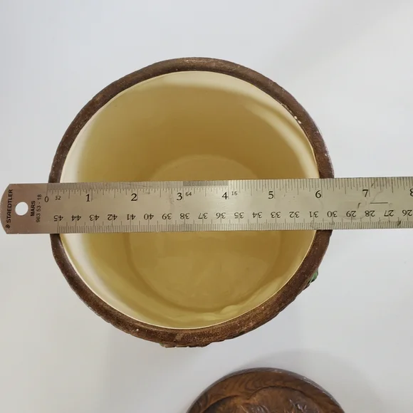 Treasure Craft Owl Wood Grain Sugar Canister Ceramic Made In USA Vintage 60s - Picture 3 of 15